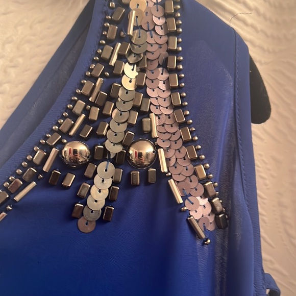 Cobalt blue studded. Cold Shoulder Top - Picture 5 of 5